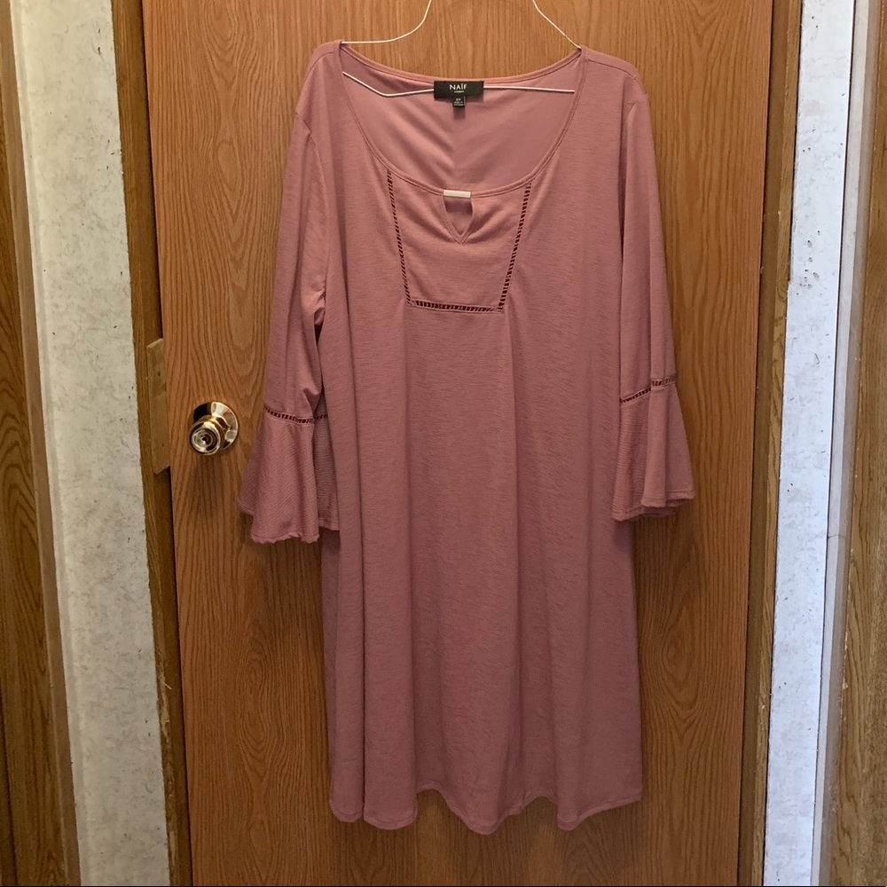 Naïf brand pink dress with bell sleeves